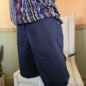 Classic Navy Flat Front Dress Shorts